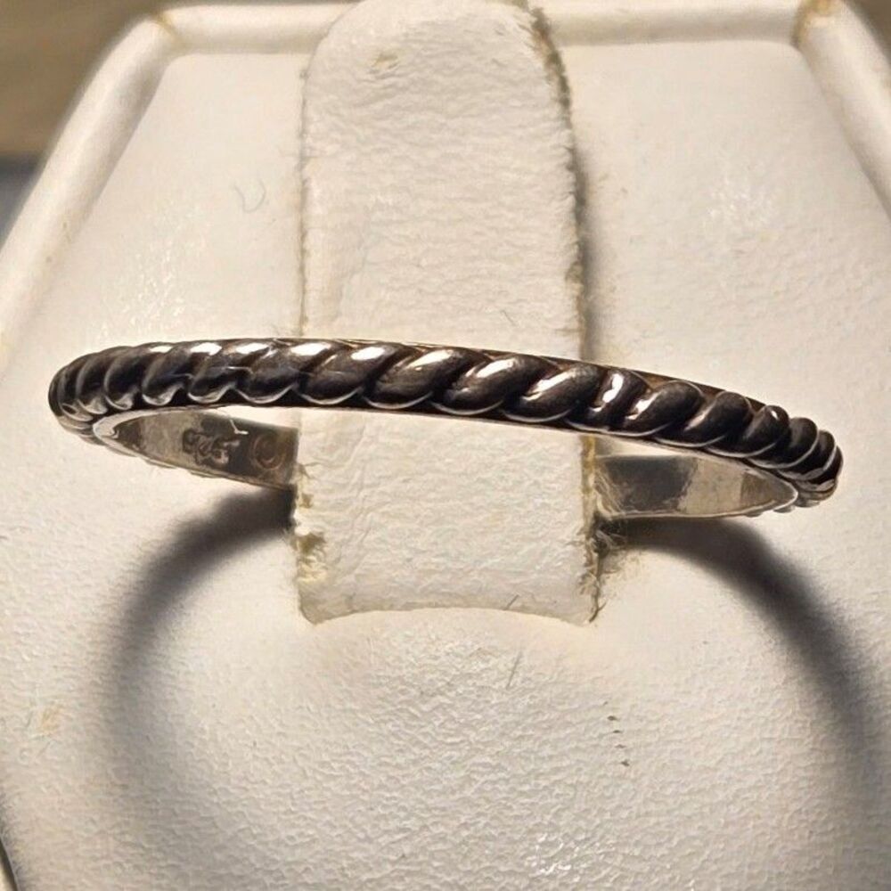 Twisty Rope Stacker Band Vintage Sterling Silver Ring Sz 9
